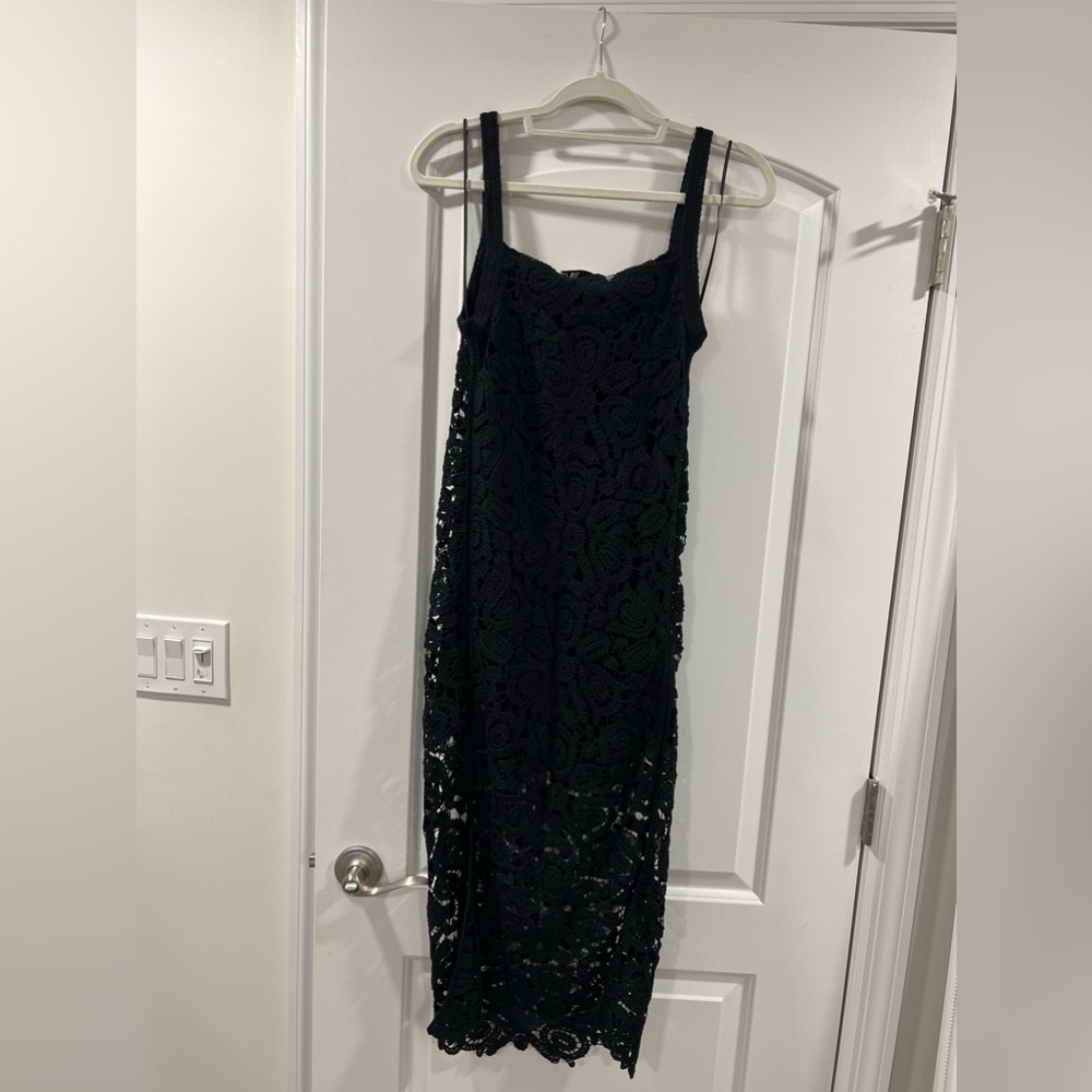 Zara Crochet Black Midi Dress - Small